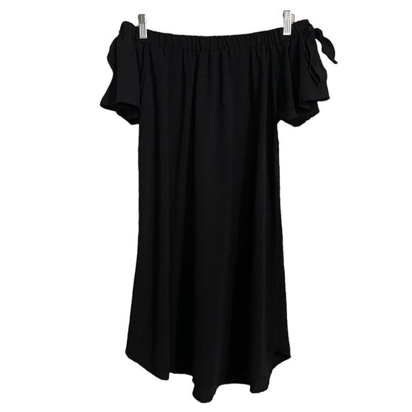 Jella C Womens Black Off Shoulder Tie Open Sleeve Sheath Mini Dress Medium - Picture 5 of 5